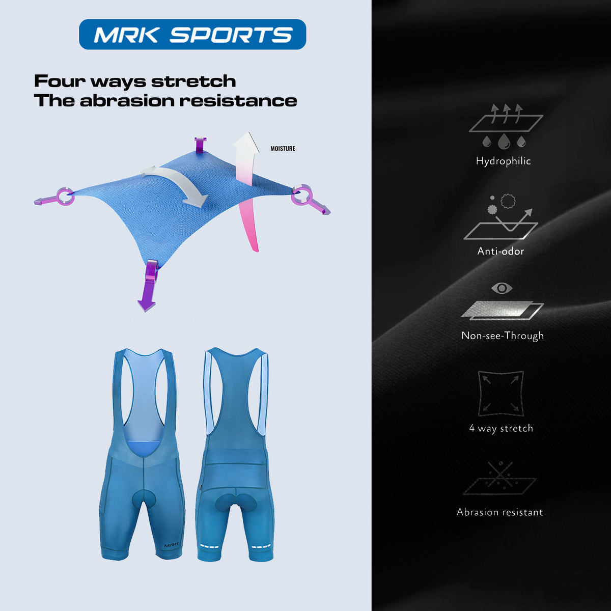 Men's Cycling Bib Shorts with Gel Padding and Pockets - Road MTB Bike Apparel