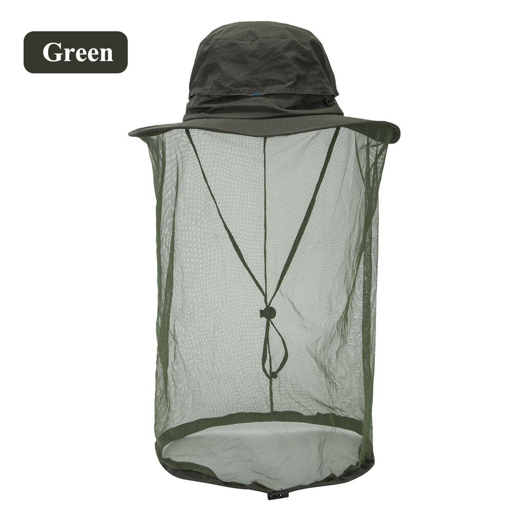 Outdoor Mosquito Net Hat with Sun Protection and Adjustable Mesh Cap