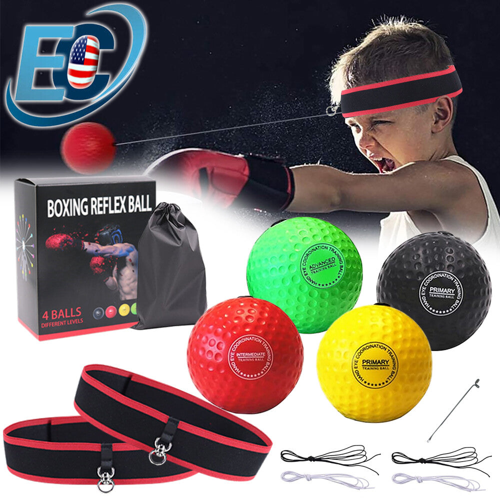 4-Level Reaction Boxing Reflex Ball with Adjustable Headbands for Speed and Coordination Training