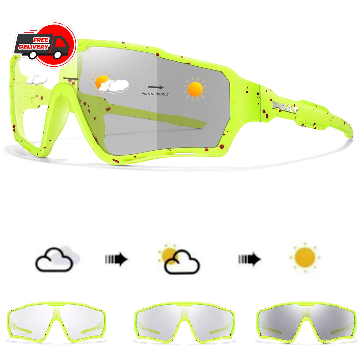 Photochromic Cycling Sunglasses Sports Eyewear UV400 UV-Change MTB Running Fishing