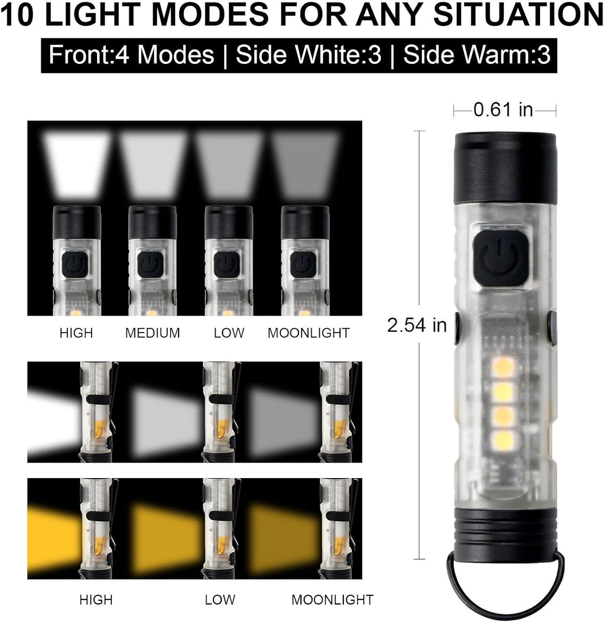 Rechargeable Mini EDC Keychain Flashlight with Dual Light Modes