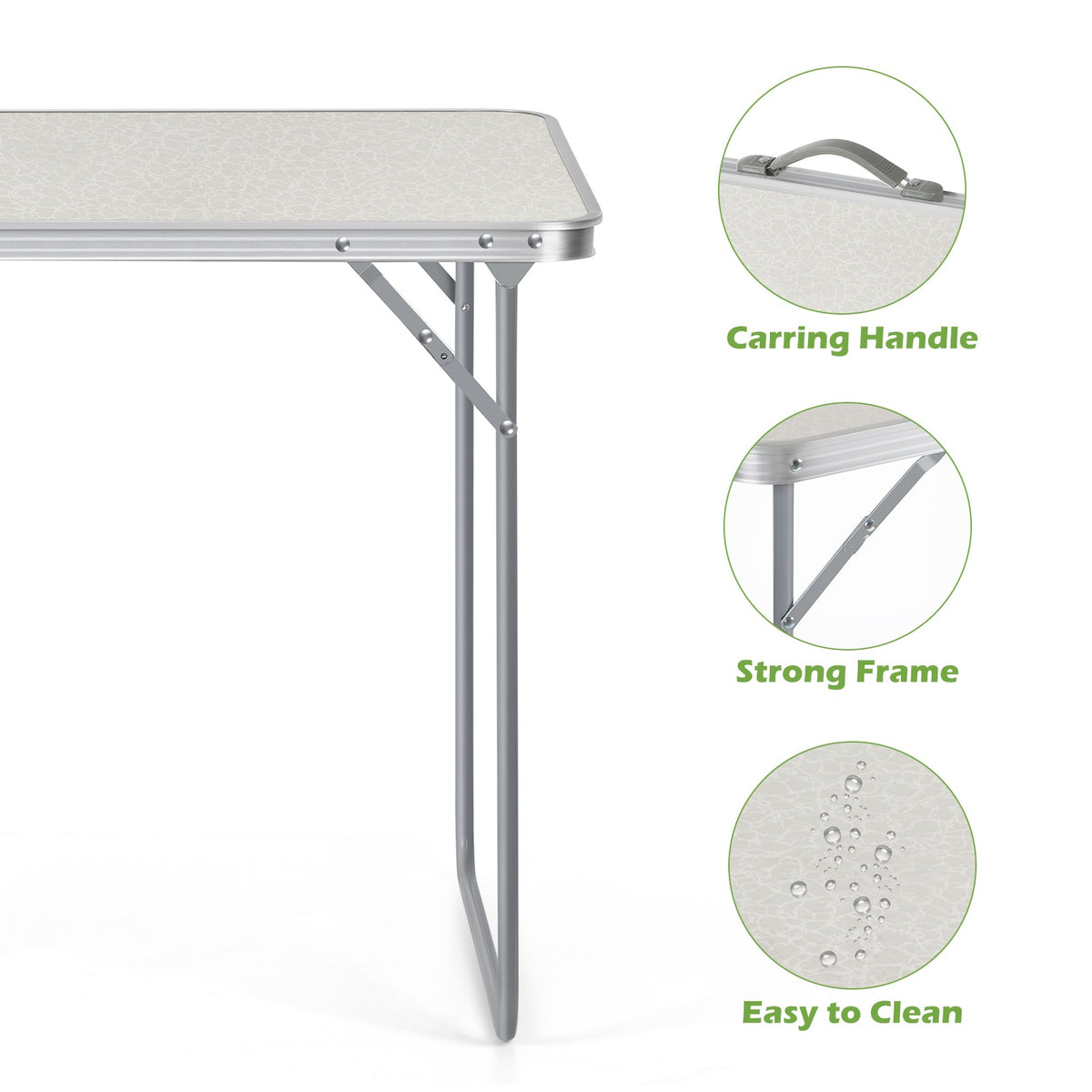 Portable Folding Camping Table with Handle - Lightweight Outdoor Picnic & Yard