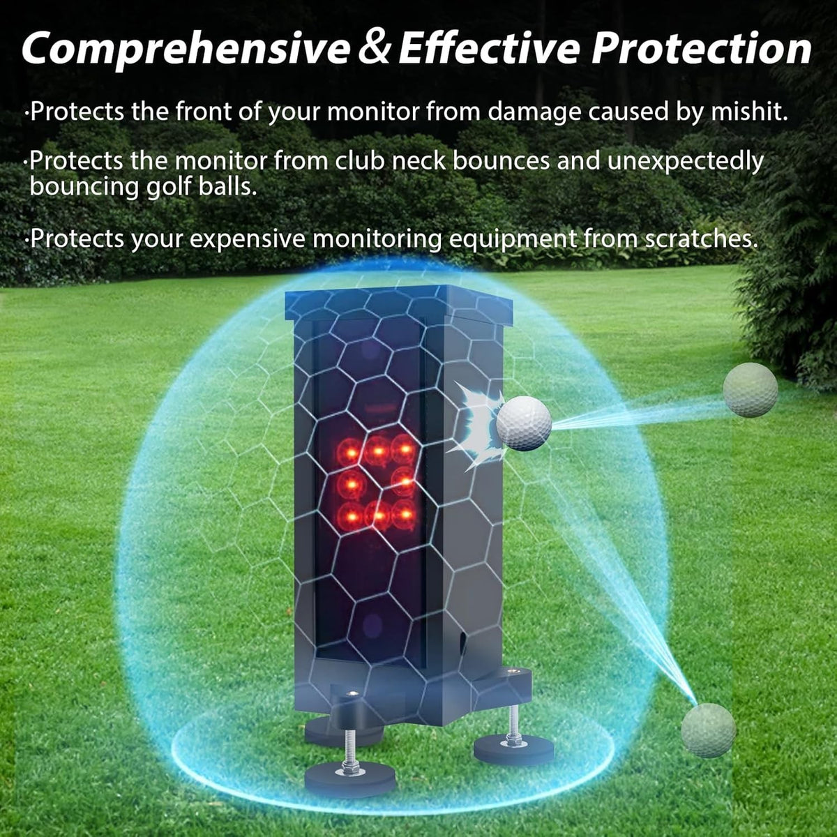 Golf Launch Monitor Protective Cover with Adjustable Leveling & Storage