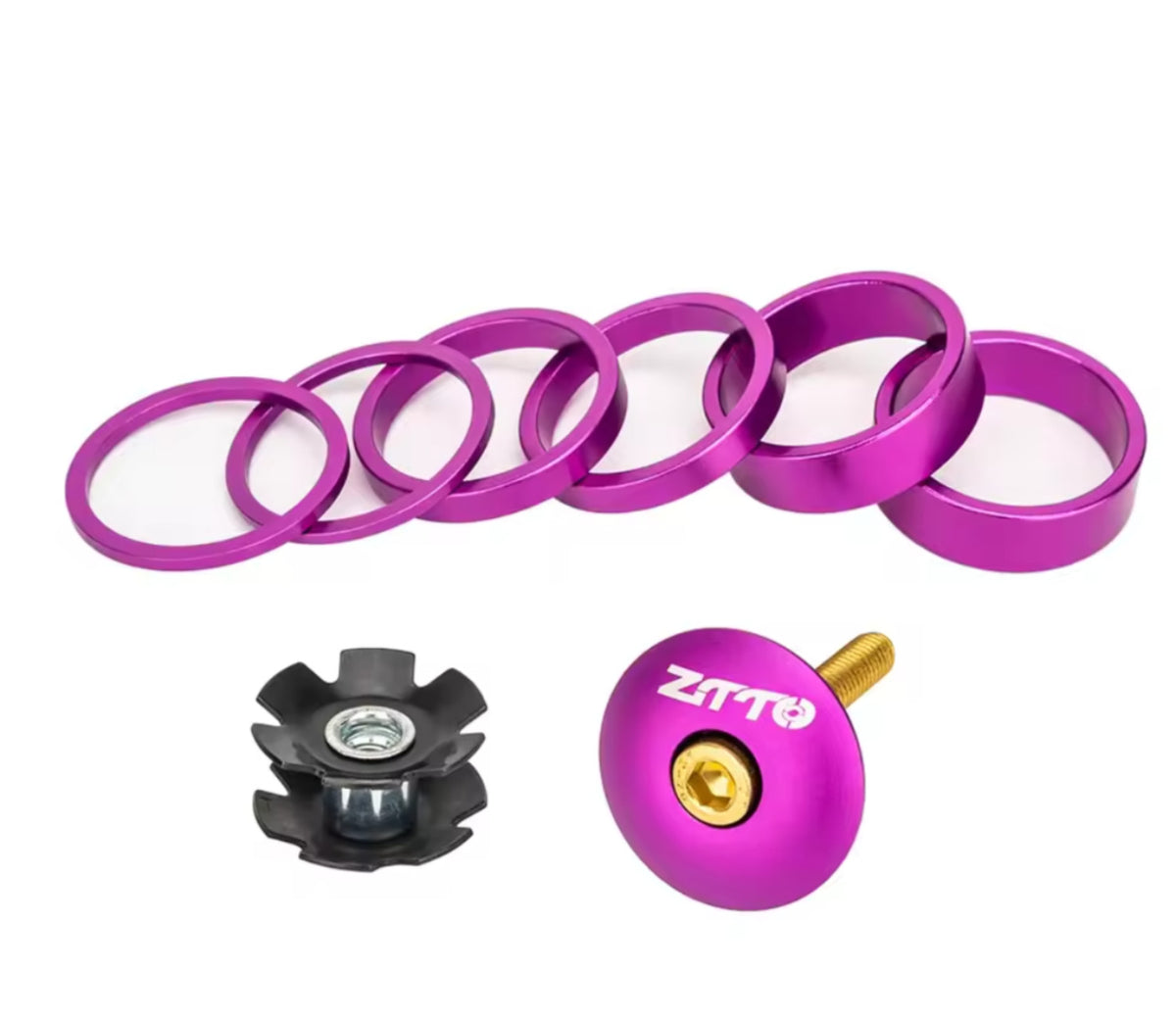 Bicycle Headset Spacer Set Aluminum Alloy Top Cap Washer Ring for 28.6mm Forks