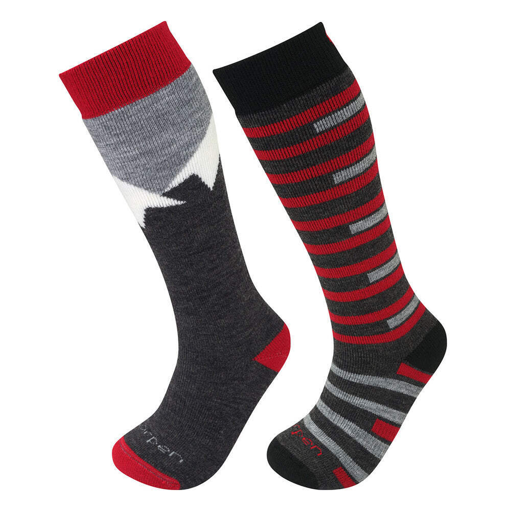Kids Wool Over-the-Calf Ski Socks 2-Pack Extra Warm and Cushioned