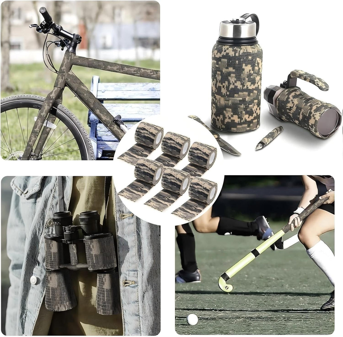 Camo Fabric Tape Wrap for Hunting Guns and Outdoor Gear - 15 Rolls