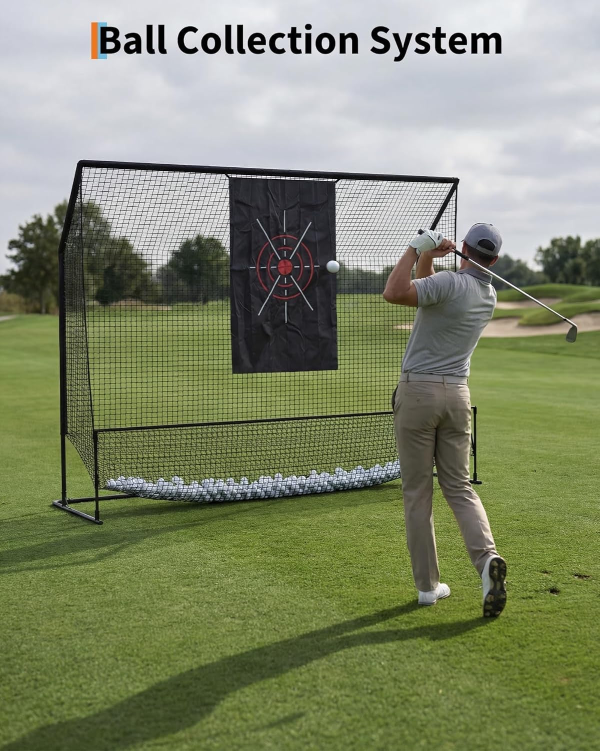 10x7.5FT Golf Practice Net with Ball Collection & Noise-Reducing Impact Cloth