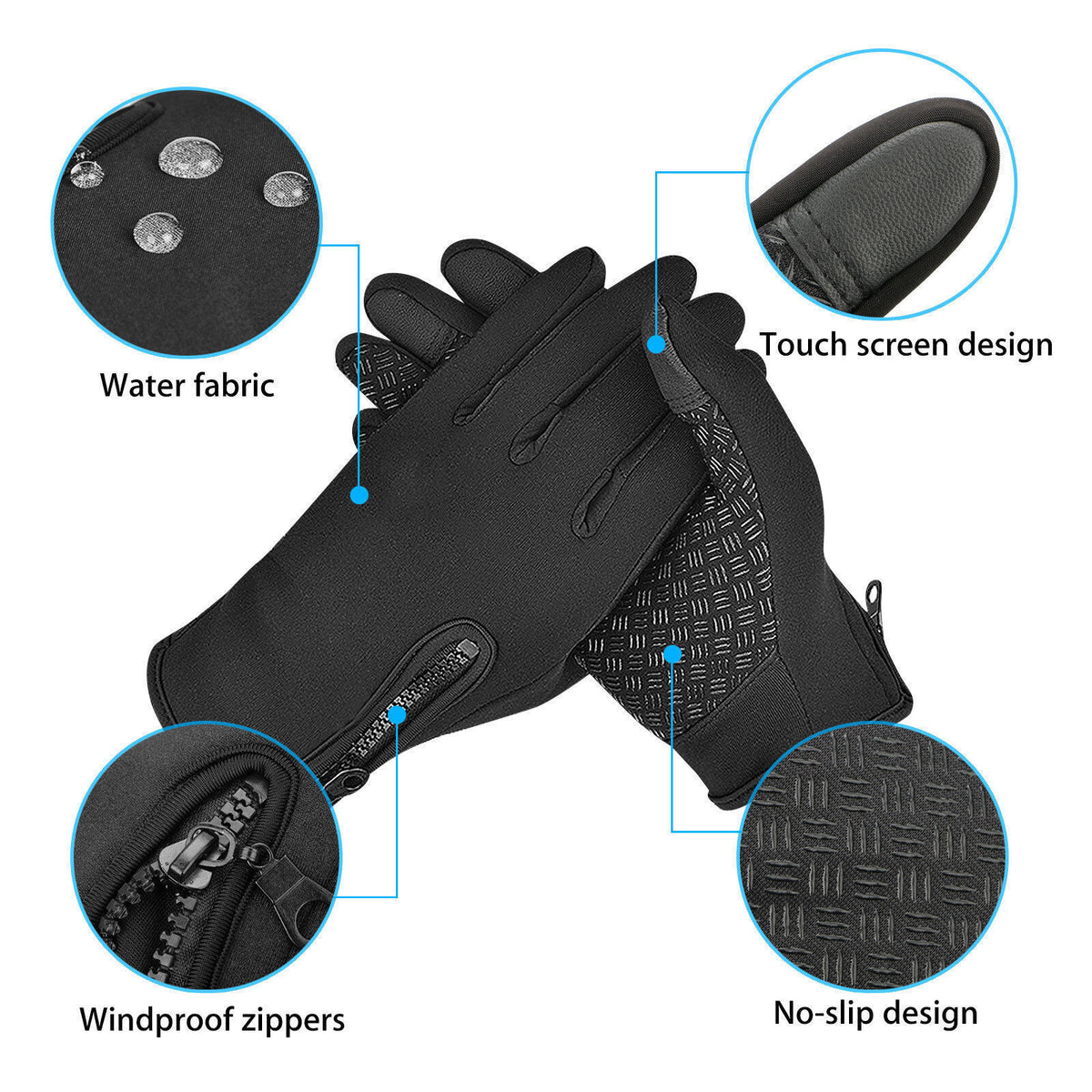 Winter Waterproof Touch Screen Gloves for Outdoor Sports - Thermal Windproof Mittens