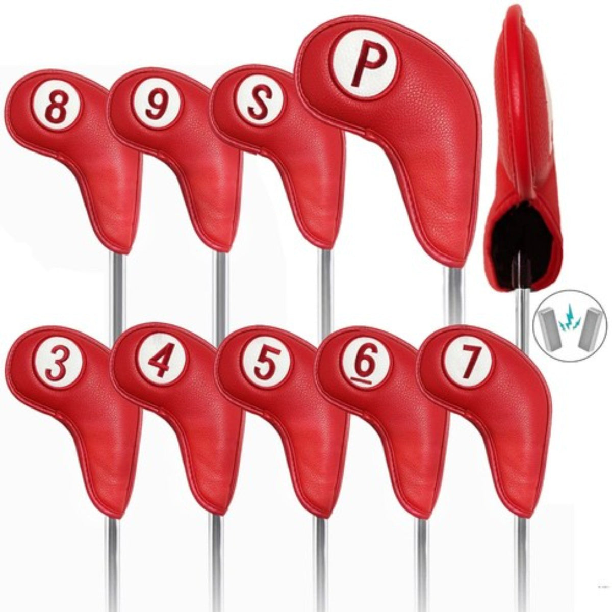 Golf Club Headcovers Magnetic Leather 9 Pack for Irons - Main Iron Clubs