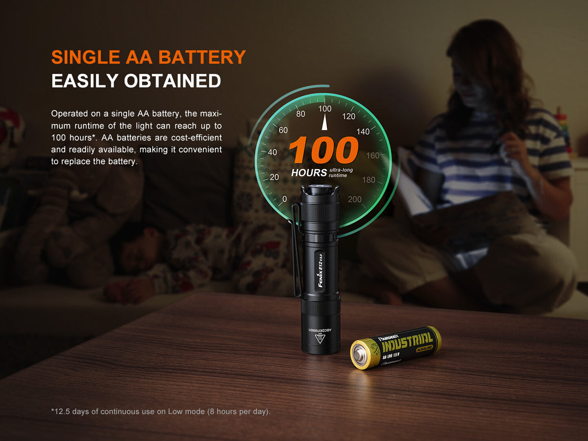 Fenix E12 V3.0 200 Lumen Compact LED Flashlight with AA Battery