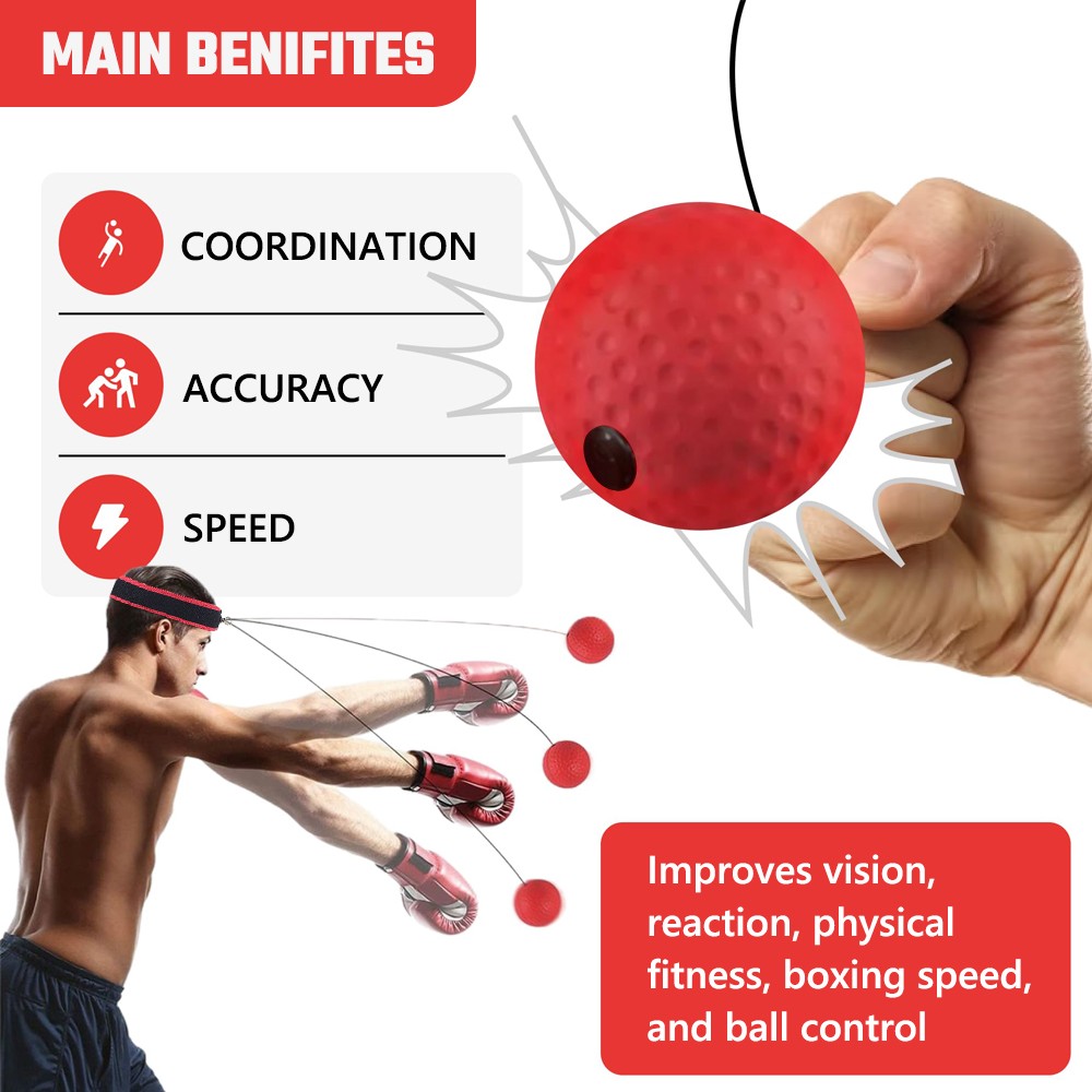 Reflex Boxing Speed Ball with Adjustable Headbands for Punch Training Fitness