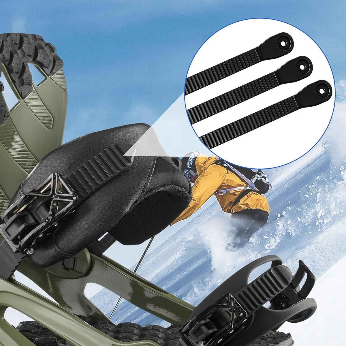 6 Pack Snowboard Binding Ladder Straps - Black ABS Adjustable Ski & Snowboard Accessories