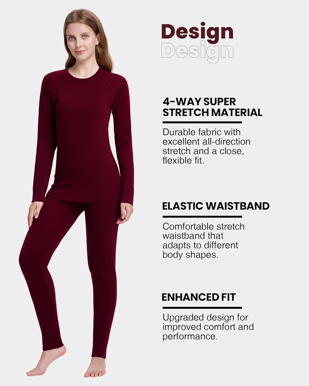 Women’s Merino Wool Base Layer Set Thermal Underwear Ski Cold Weather