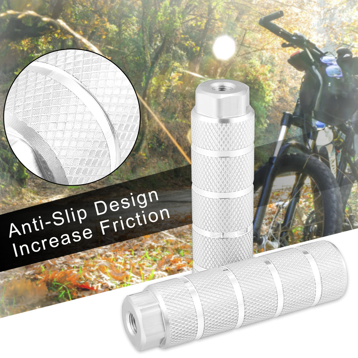 Universal Aluminum Foot Pegs for BMX MTB Bikes - 3/8 Inch Axles, Pack of 4