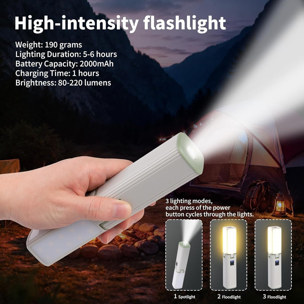 Rechargeable Camping Lantern with Dimmable Brightness and Power Bank Function