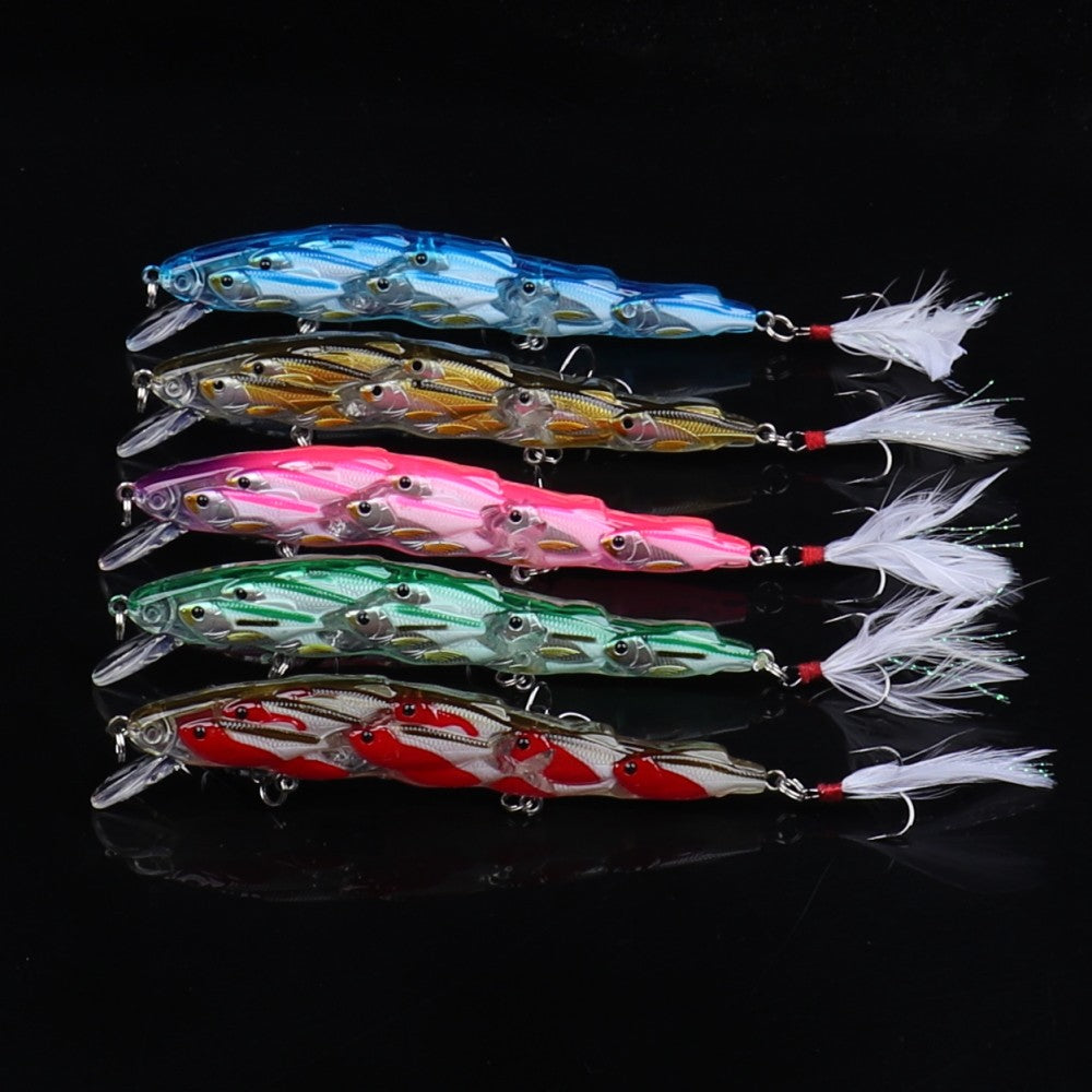 Artificial Fishing Lures Set - Minnow Plume Tail, 11.5cm, 15.5g, 5 Pieces