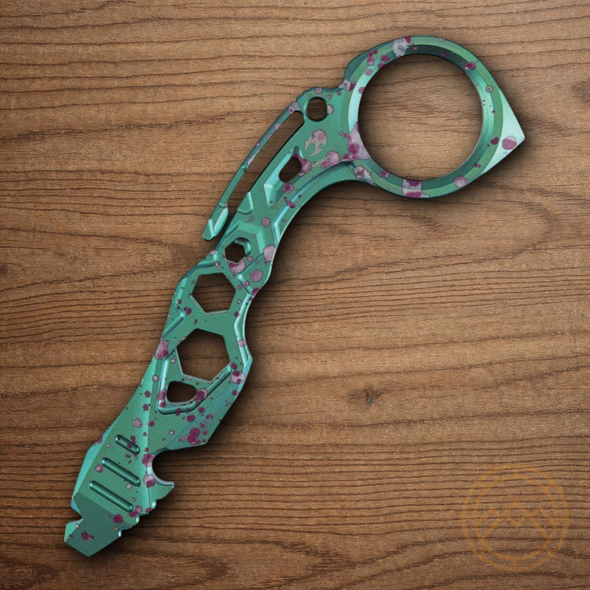 Titanium Pry Bar with Finger Ring and Integrated Tools - Gold Anodized