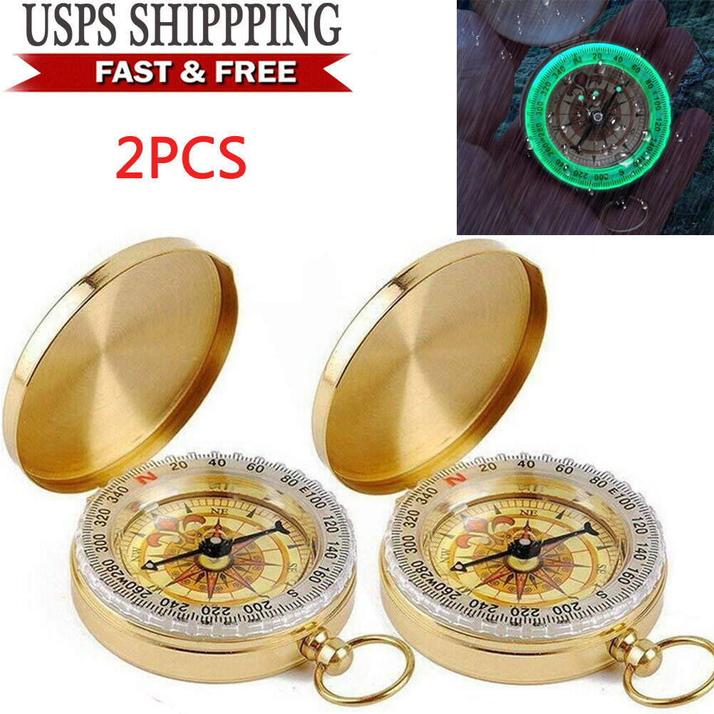 Portable Brass Compass Keychain for Camping Hiking Outdoor Navigation