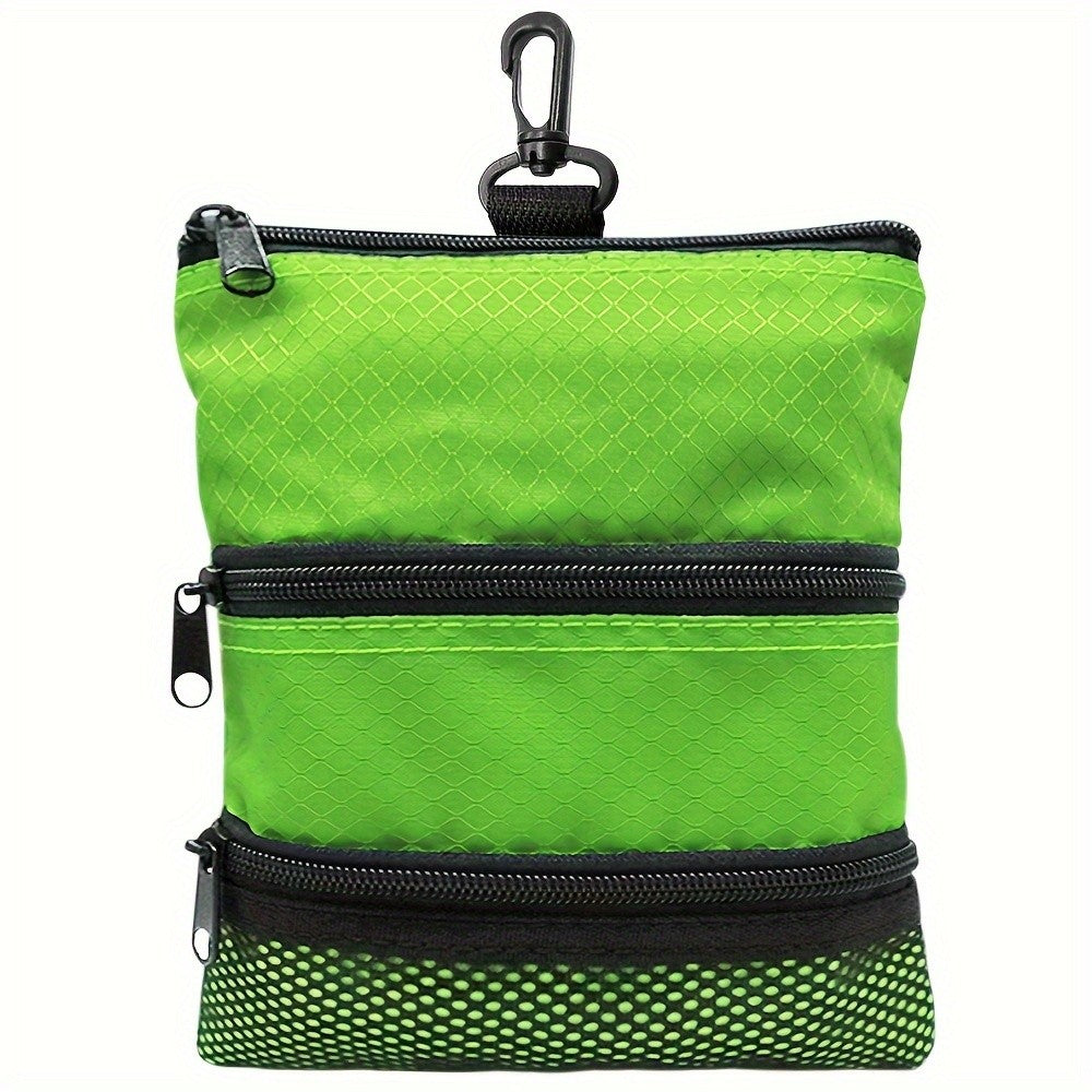 Golf Accessory Pouch Bag with Zipper and Multiple Pockets for Valuables and Tees