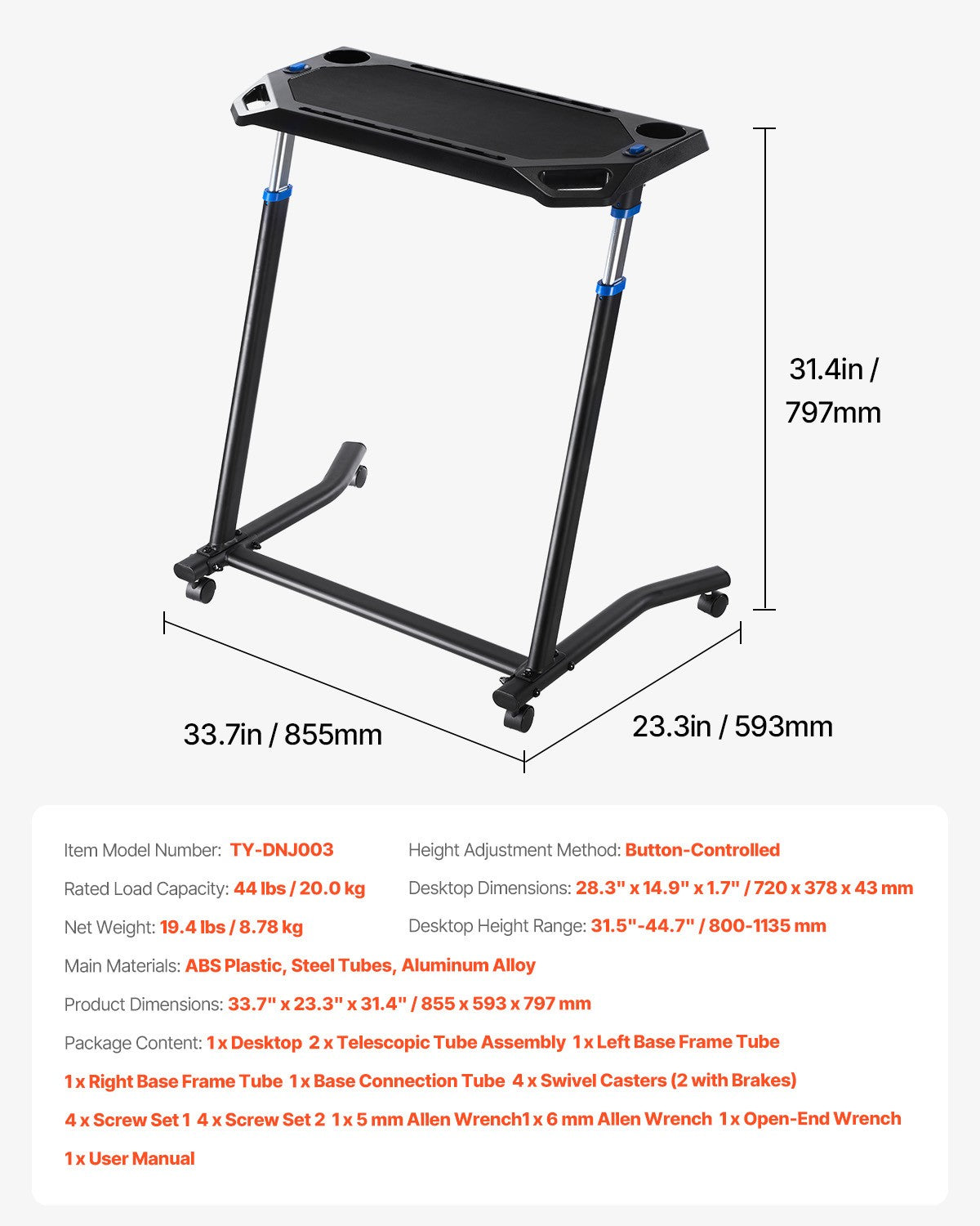 Foldable Bike Desk for Indoor Cycling & Standing Workstation
