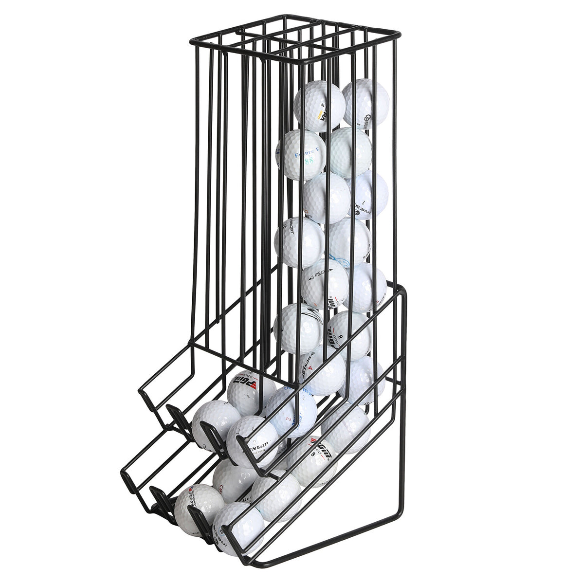 60 Capacity Golf Ball Holder Dispenser Rack - Matte Black Metal