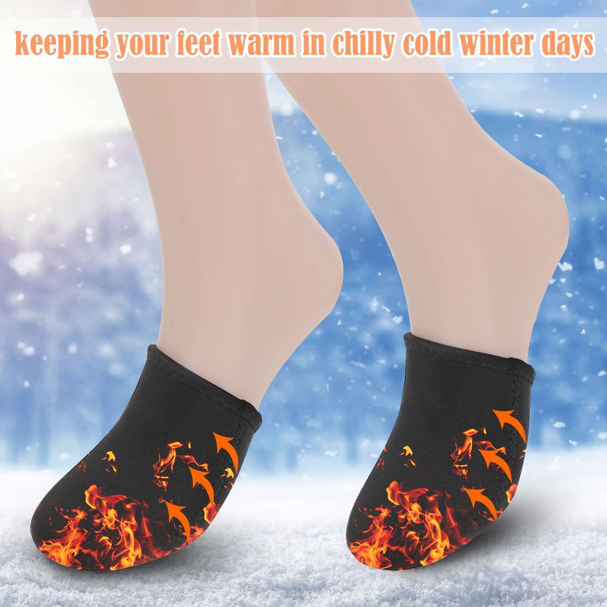 Neoprene Toe Warmers 3mm Foot Covers for Cold Weather - Black, Multiple Sizes