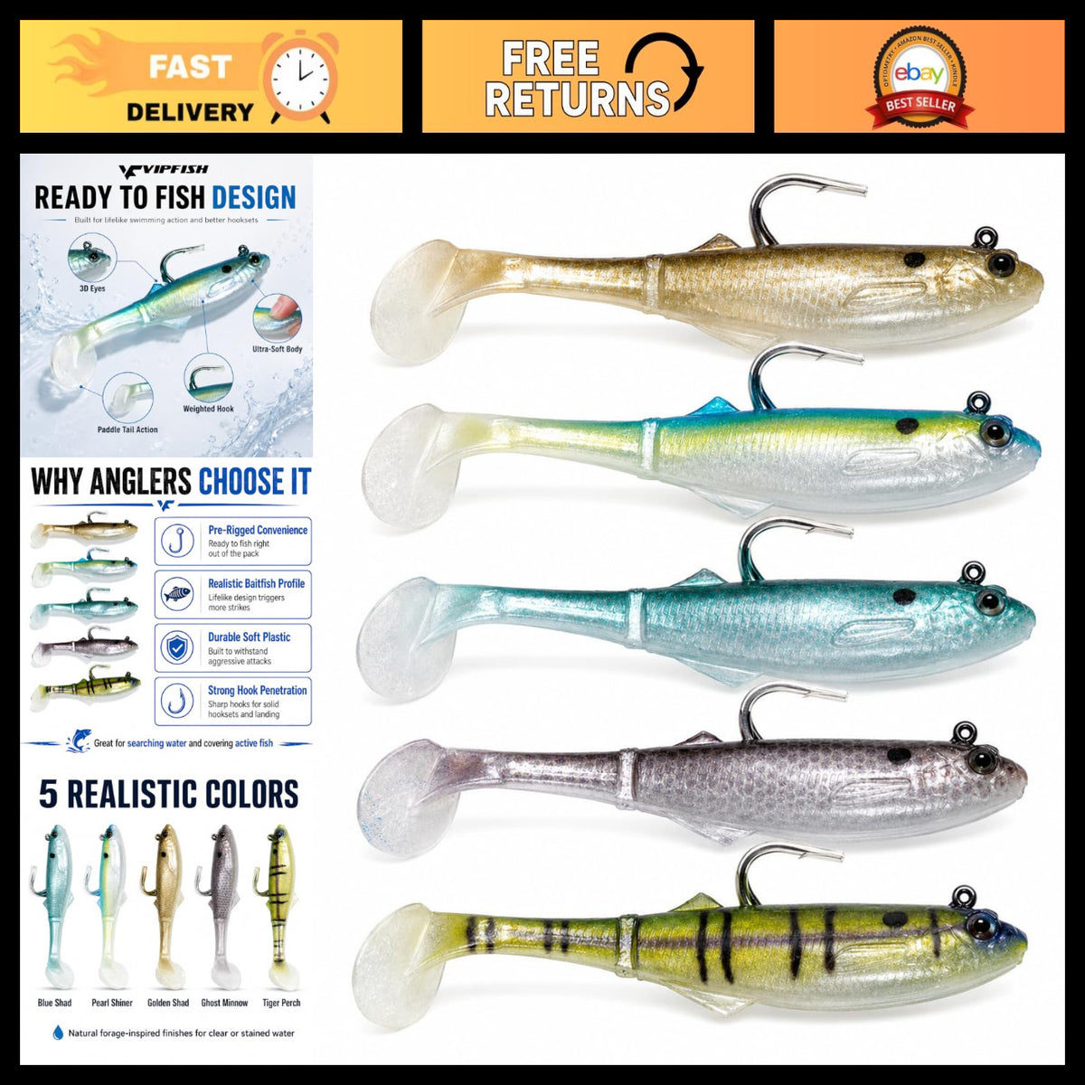 Pre-Rigged 3.5-Inch Paddle Tail Swimbait for Bass Fishing - Effective Lure