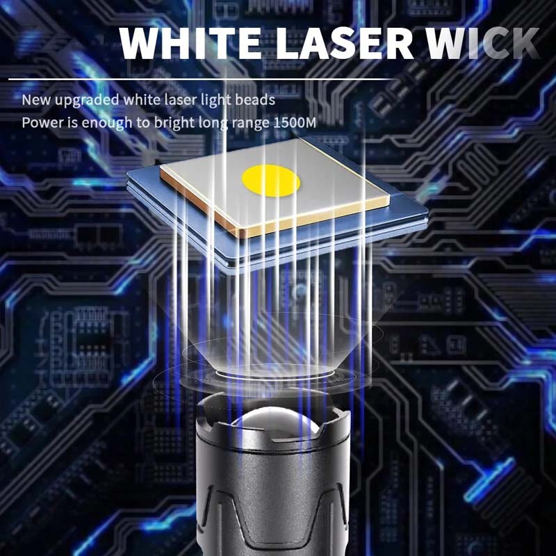 High Power Rechargeable LED Flashlight 2000000LM Waterproof 30W Tactical Torch