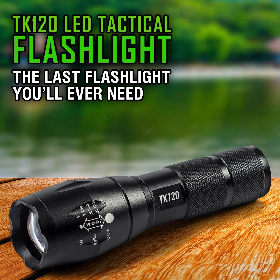 LED Tactical Flashlight with 5 Modes & Adjustable Zoom - Durable Aluminum