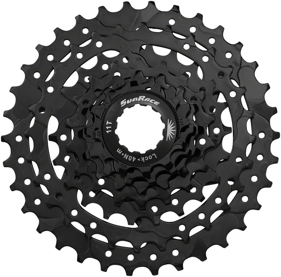 SunRace 7-Speed Bicycle Cassette 12-34T Black Lightweight Gear