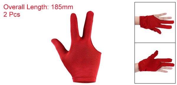 2Pcs 3-Finger Billiard Gloves Left & Right Hand Red