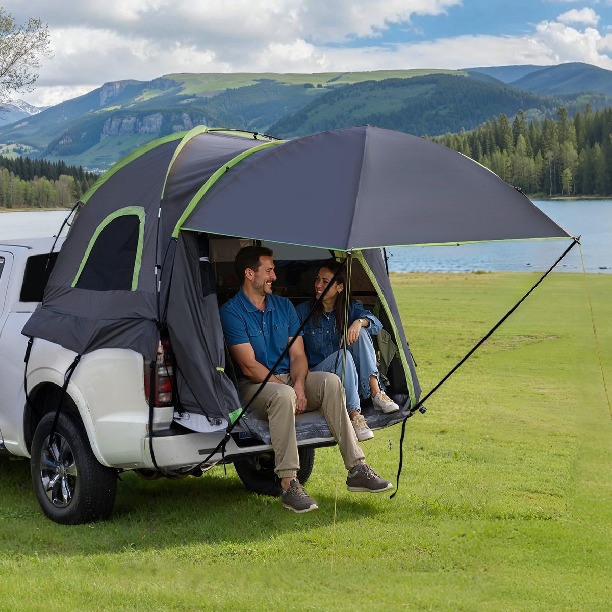 5.0-5.2ft Truck Bed Tent with Awning for Outdoor Camping, Waterproof 210D Oxford