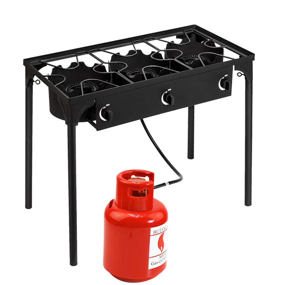 Portable 225,000-BTU 3 Burner Gas Camping Stove Grill Outdoor Cooker