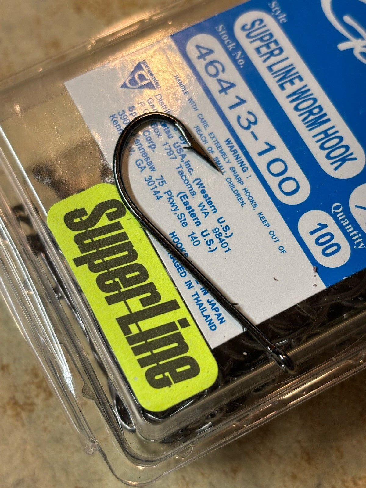 Gamakatsu 3/0 Straight Shank Worm Fishing Hooks - 100 Pack