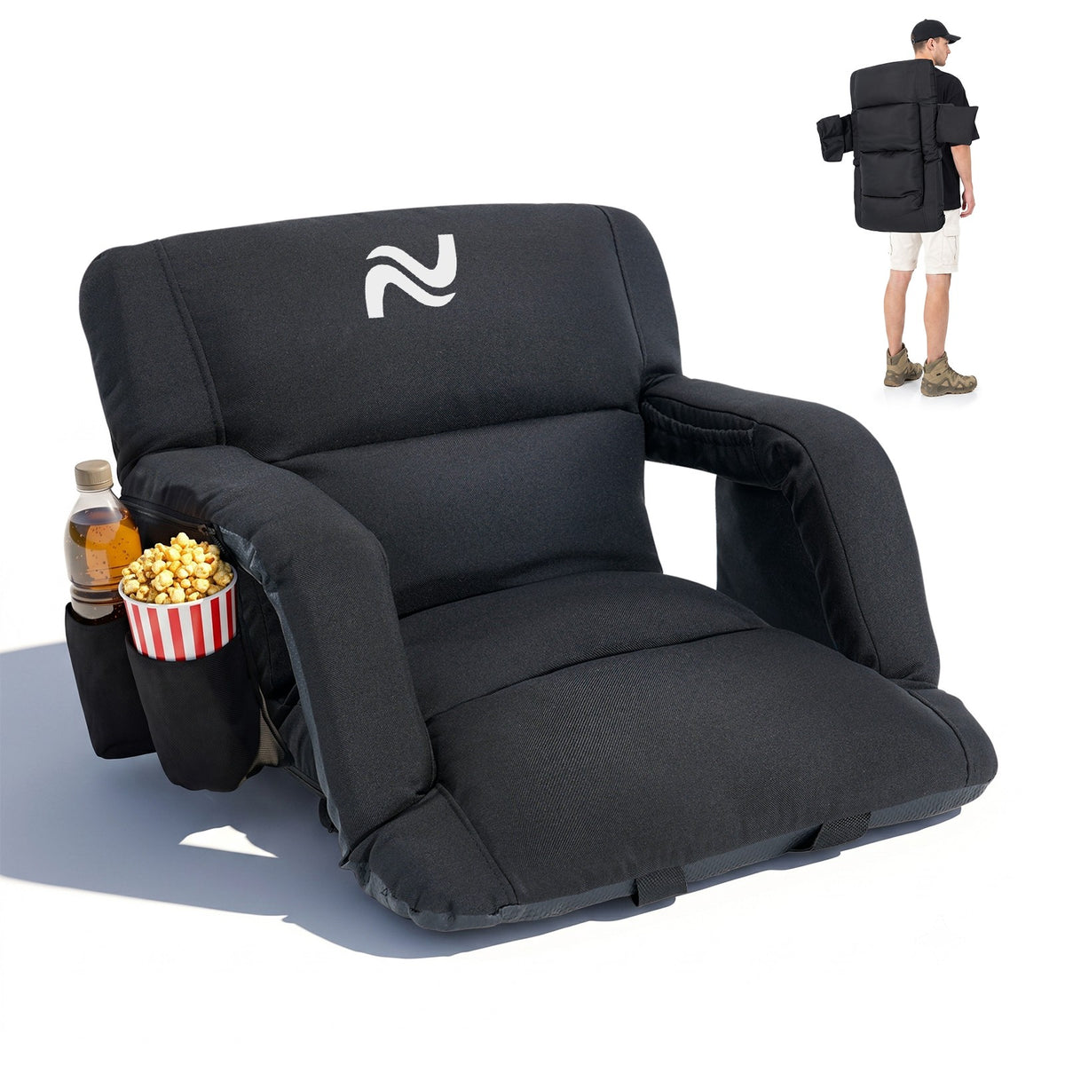 Adjustable Stadium Seat Cushion with Back Support for Bleachers - Multiple Sizes