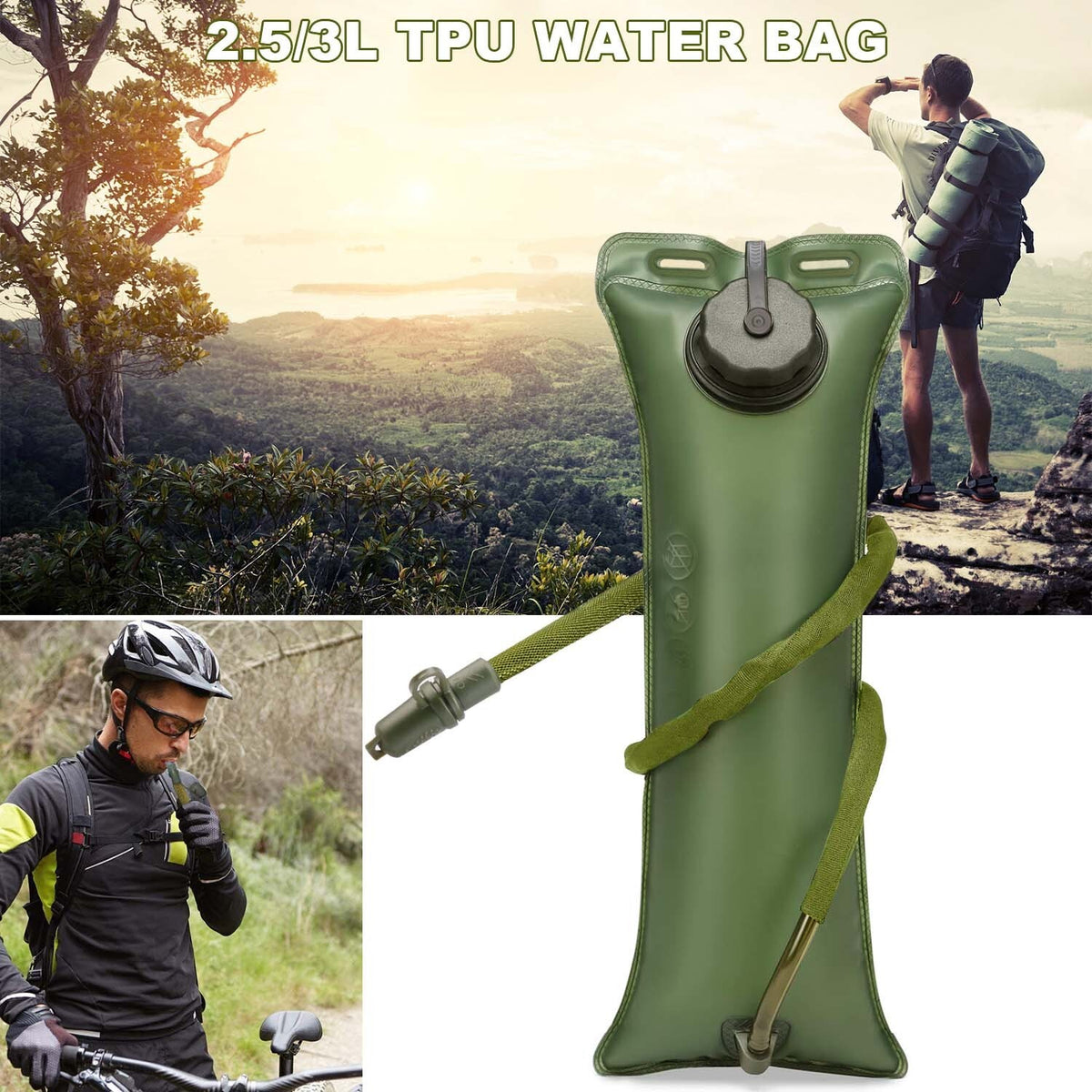 Hydration Bladder Water Reservoir with Drinking Tube for Camping Hiking Biking