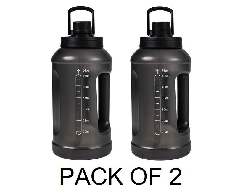 Reusable 64 oz Water Bottle with Straw and Chug Lid - Pack of 2