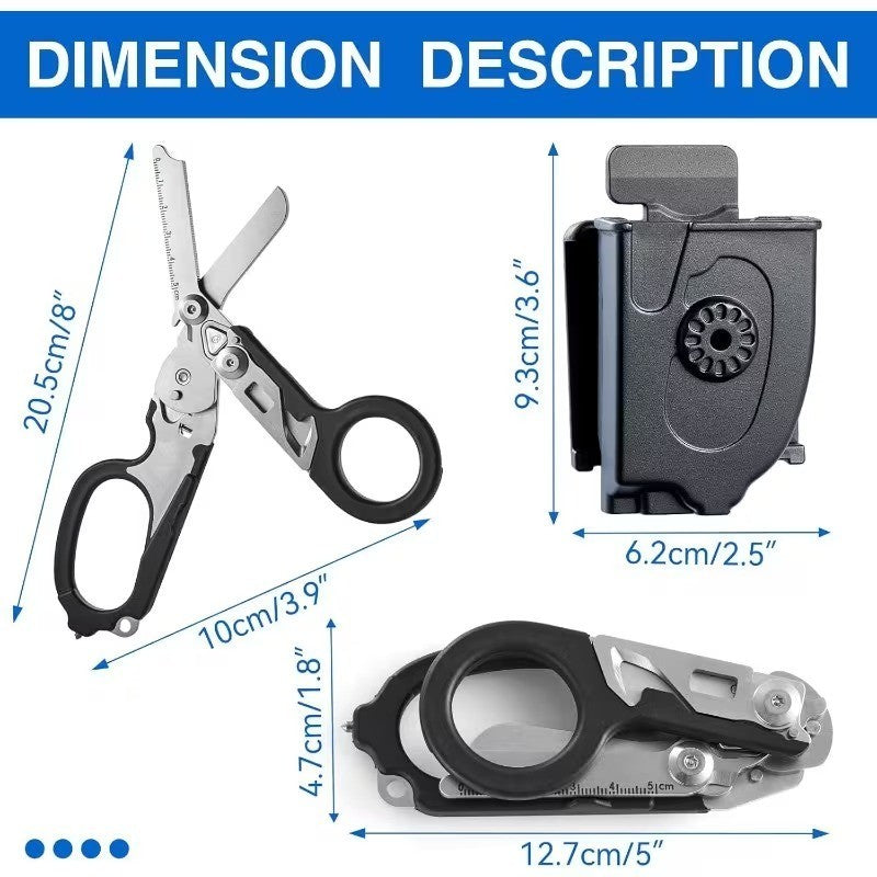 6-in-1 Foldable Trauma Shears with Holster - Emergency Medical Scissors