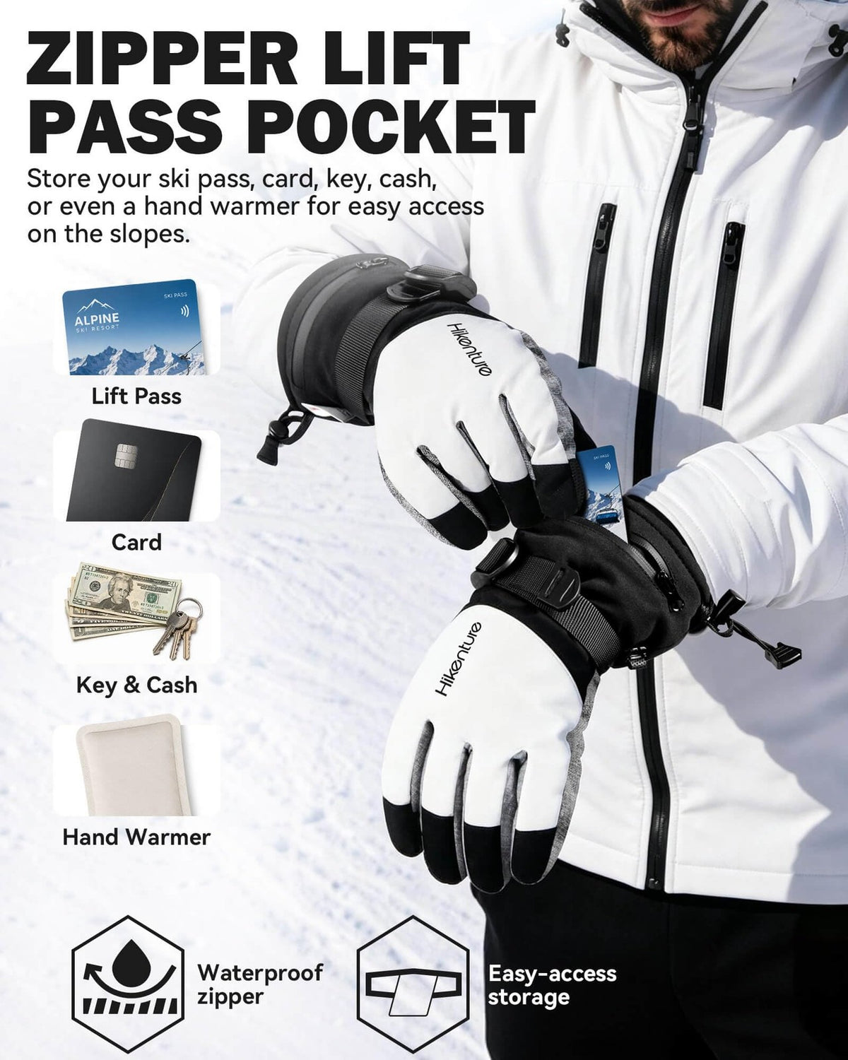 Men's Ski Gloves Waterproof Thinsulate Touchscreen Snow Gloves - Winter Outdoor Gear