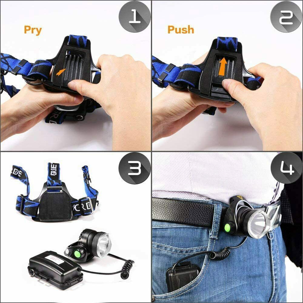 High Power LED Tactical Headlamp 5500000LM Rechargeable Head Torch