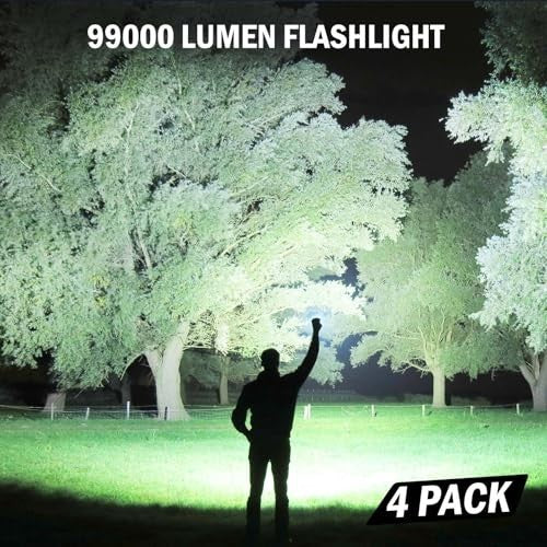 Rechargeable LED Flashlights 4 Pack - Waterproof High Lumens Outdoor Light