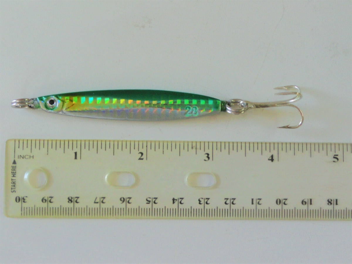 5 Pcs Green Metal Fishing Jigs 28g/1oz Vertical Butterfly Lures for Saltwater & Freshwater