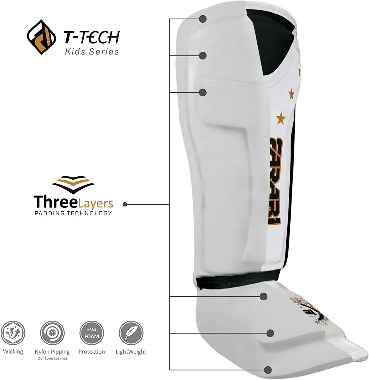 Kids Boxing Shin Guards with Gel Padding - Junior Training Protective Gear