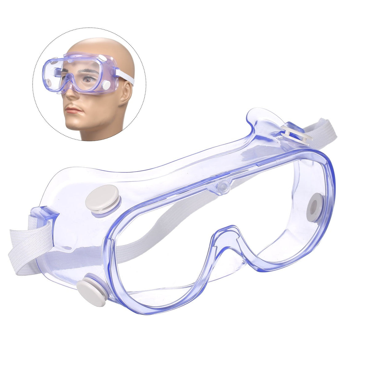 Protective Safety Goggles for Lab Work & Chemical Use - Clear Lens, Adjustable Strap