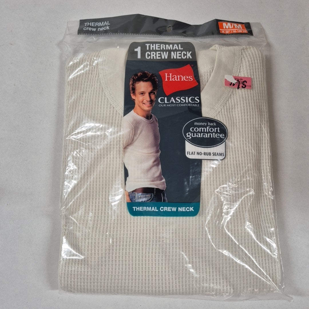 Hanes Classics Thermal Crew Neck Top Shirt Medium - New
