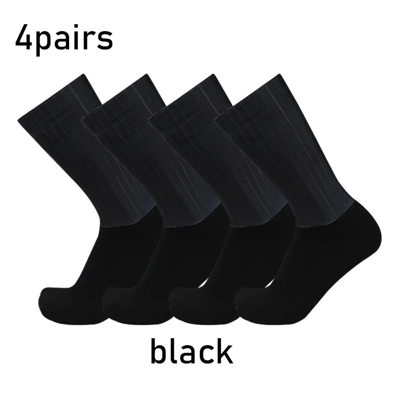 Breathable Cycling Socks 4 Pairs Non-Slip Aero Sports Socks for Men & Women