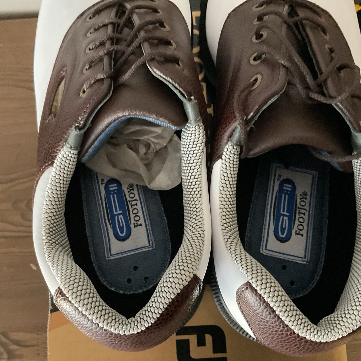 Men's Golf Shoes Spiked Dual Optiflex Brown White Size 9N - Support & Style