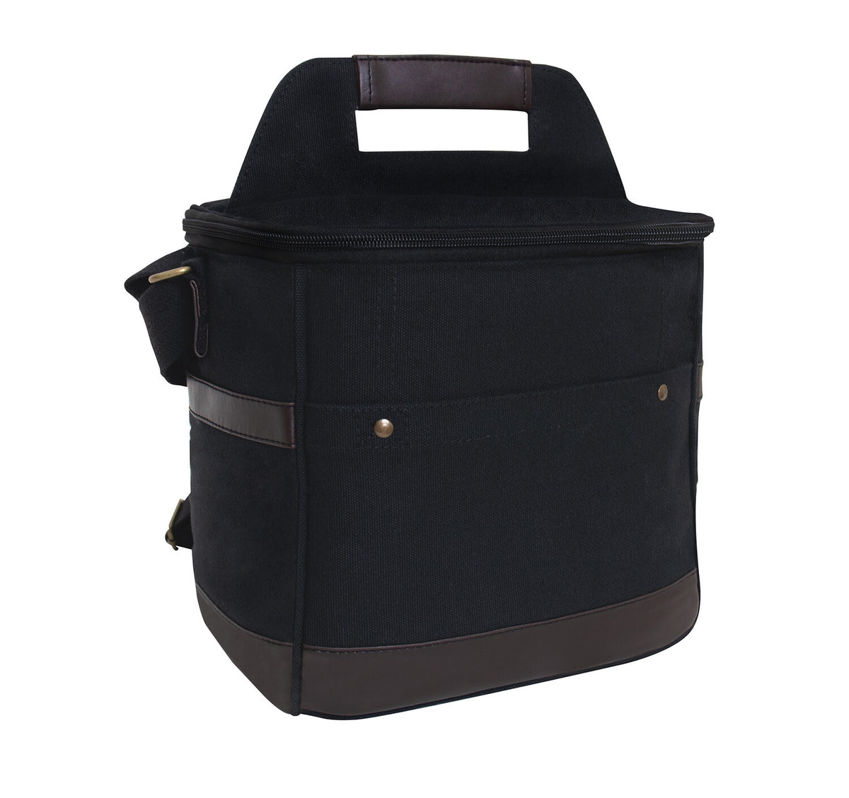 Insulated Travel Cooler Bag with Canvas & Leather Details, Multiple Colors