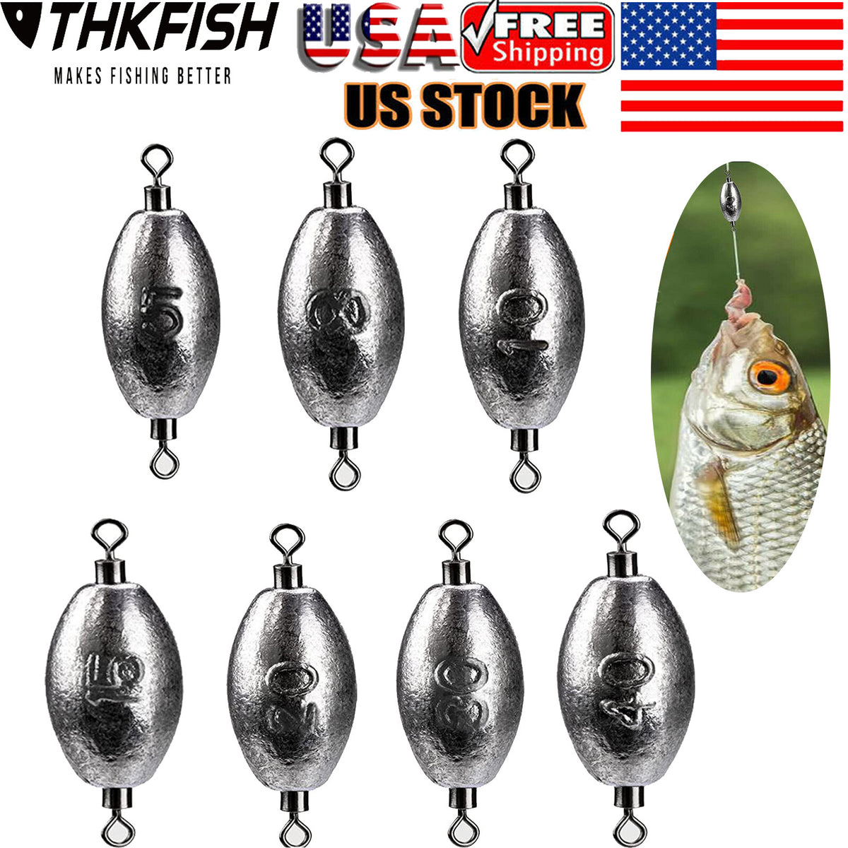 Fishing Inline Sinkers with Swivels - Saltwater & Freshwater Trolling Weights