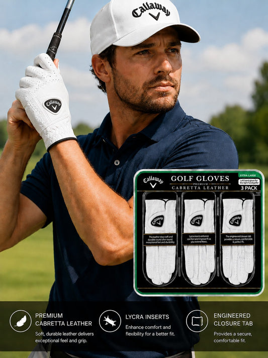 Callaway Premium Cabretta Leather Golf Gloves 3 Pack XL Left Hand